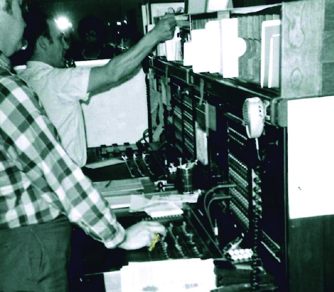 Historical photo of the BEK switch board
